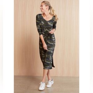 NWT BB Dakota Can You See Me Now camo midi dress